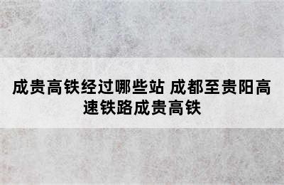 成贵高铁经过哪些站 成都至贵阳高速铁路成贵高铁